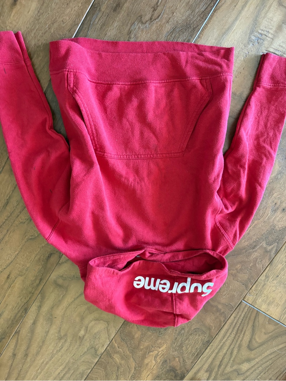 Supreme Red Hooded Sweatshirt with White Logo